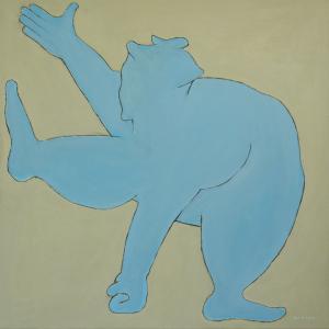 NEW Original Painting Sumo Wrestler In Blue, 30x30, By Ben Gertsberg